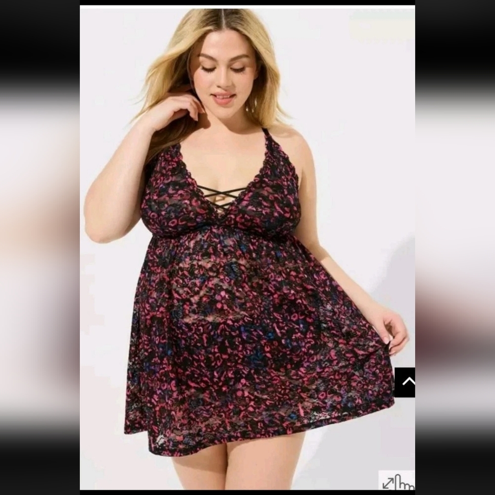 Torrid 4 Simply Lace XO Floral  Lace Babydoll Coquette Nightie Sexy Whimsical